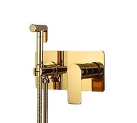 Pulvérisateur de bidet à main for toilettes en laiton chaud et froid for bébé, pulvérisateur couches tissu for avec tuyau douche 1,5 m, kit nettoyage portable, noir(Gold)