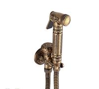 Pulvérisateur de bidet à main for toilettes, ensemble pulvérisateur couches en tissu salle bain antique laiton avec tuyau douche acier inoxydable, valve d'angle(Without Angle Valve)