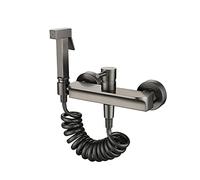 Pulvérisateur de bidet à main for toilettes, pulvérisateur couches en tissu salle bain laiton gris avec eau froide et chaude, kit toilette mural for l'hygiène féminine, tuyau PVC(Pvc Hose)