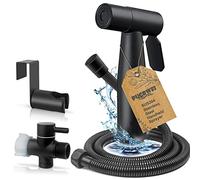 Pulvérisateur de bidet à main moderne de qualité supérieure pour salle de bain - Contrôle de la pression de l'eau réglable - Pulvérisateur de couches en tissu pour bébé avec accessoires complets (noir