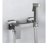 Pulvérisateur de bidet anti-encrassement en alliage de zinc, tuyau en acier inoxydable, durabilité améliorée (gris)