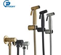 Pulvérisateur de Bidet de toilette à main en or brossé, douche de Bidet en acier inoxydable, douche hygiénique murale de toilette, pulvérisateur d'eau froide Brushed Gold