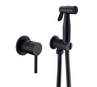 Pulvérisateur de bidet de toilette à main, kit de douche à jet de bidet en acier inoxydable doré brossé à chaud et à froid, lave-toilettes nettoyant le robinet de douche Shattaf, noir(Nero)
