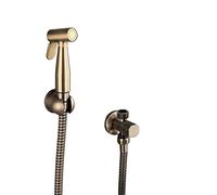 Pulvérisateur de Bidet portatif en Laiton brossé pour Toilettes, pour Couches lavables pour bébé, avec Tuyau et Support, pour Le Lavage des Femmes et des Animaux, Facile à Installer(A)