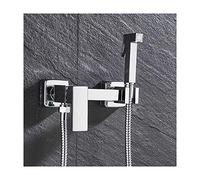 Pulvérisateur de bidet portatif for toilettes, ensemble pulvérisateur couches lavables for salle bain, kit en laiton avec eau chaude et froide for l'hygiène personnelle, noir(Chrome)