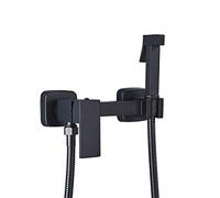 Pulvérisateur de bidet portatif for toilettes, ensemble pulvérisateur couches lavables for salle bain, kit en laiton avec eau chaude et froide for l'hygiène personnelle, noir(Nero)