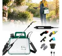 Pulvérisateur de jardin à piles, 7,5 litres, électrique, poignée rechargeable, 4 buses de brume, baguette rétractable de 94 cm, bandoulière réglable, pour pelouse et cour