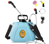 Pulvérisateur de jardin électrique à piles de 7,6 litres, pulvérisateur électrique amélioré avec 3 vitesses réglables, indicateur de batterie, baguette rétractable rechargeable avec bandoulière