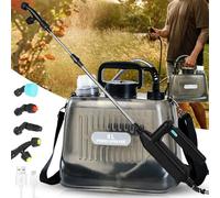 Pulvérisateur de jardin électrique puissant à piles de 7,6 litres avec 4 buses de brume, bandoulière réglable, poignée rechargeable et baguette télescopique de 81,3 cm, pour pelouse, jardin, propre