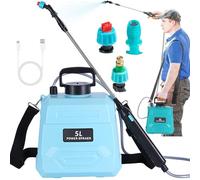 Pulvérisateur de jardin portable à piles avec 3 buses, 5 effets d'eau, rechargeable par USB pour le contrôle des mauvaises herbes en extérieur
