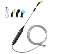 Pulvérisateur de jardin rechargeable avec 3 buses - Fonctionne avec une batterie de 2 400 mAh - 5 modes de pulvérisation pour le nettoyage des plantes (tuyau d'eau de 5 mètres)