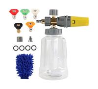 Pulvérisateur de lavage de voiture à base large et robuste | Corps transparent, bouteille de savon de 1 litre, buse réglable avec connecteur 6,35 mm pour bateaux