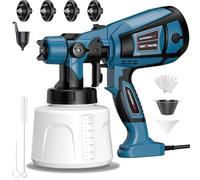 Pulvérisateur de peinture 850W-HVLP-électrique portable pour ordinateur portable 1400 ml conteneur haute capacité 4 buses et 3 motifs pour meubles, armoires, clôtures, murs, portes, chaises de travail