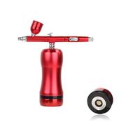 Pulvérisateur de peinture, Auto Start Stop Remplacer la batterie Airbrush Avec compresseur Kit Portable Mini Maquillage Nail Art Tattoo peinture Spary Air Brush(Rot)