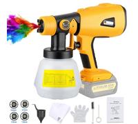 Pulvérisateur de peinture compatible avec batterie DEWALT 20 V MAX, pistolet à peinture électrique HVLP sans fil avec 3 modes de pulvérisation et 4 tailles de buse pour peinture de maison, meubles et