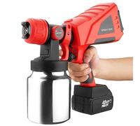 Pulvérisateur de peinture électrique 600 W sans fil avec 3 buses, 3 modes de pulvérisation et 2 batteries Li-Ion de 4 A, pistolet pulvérisateur de 1000 ml pour meubles, clôture, voiture, vélo, chaise