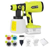 Pulvérisateur de peinture HVLP sans fil compatible avec Ryobi 18 V ONE+ Pistolet pulvérisateur portatif haute puissance 200 W avec 4 buses en cuivre, 3 modes de pulvérisation, récipient de 1000 ml