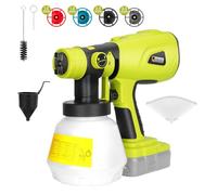 Pulvérisateur de peinture pour batterie Ni-Cad Ni-Mh Li-ion Ryobi ONE+ 18 V, pistolet à peinture HVLP avec moteur sans balais et buse en cuivre, pulvérisateur de peinture sans fil 200 W