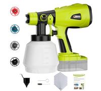 Pulvérisateur de peinture pour batterie Ryobi 18 V, pulvérisateur de peinture sans fil avec récipient de 1000 ml, pistolet à peinture HVLP à main pour petits projets de peinture : clôture, armoires,