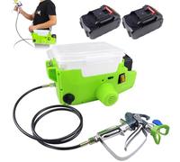 Pulvérisateur de peinture sans air avec batterie au lithium, haute pression de 1,1 l/min, 17 Mpa, 6 réglages de vitesse pour projets de peinture à la maison, comprend 2 piles