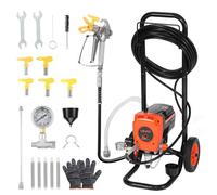 Pulvérisateur de Peinture sans Air sur Pied-VEVOR-Système de Pulvérisation de Peinture 900 W, 3300 PSI, avec Chariot, Brosse