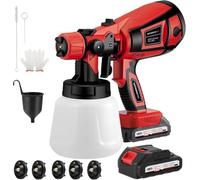 Pulvérisateur de peinture sans fil avec batterie 21 V, 18 000 tr/min, 2 batteries de 3000 mAh, 5 buses et 3 modes de pulvérisation, récipient de 900 ml pour peinture de maison, murs, clôtures