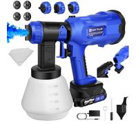 Pulvérisateur de peinture sans fil avec batterie 21 V - Réservoir de 1000 ml, 4 buses et 3 modèles de pulvérisation, pistolet électrique HVLP pour clôtures, murs, meubles et peinture à la maison