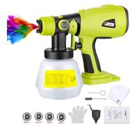 Pulvérisateur de peinture sans fil compatible avec batterie au lithium Ryobi 18 V One+, pistolet pulvérisateur de peinture HVLP 200 W, 4 buses, 3 motifs pour meubles de maison, clôtures, terrasses