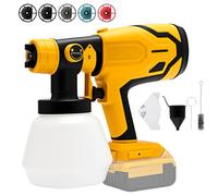 Pulvérisateur de peinture sans fil compatible avec batterie DeWalt 20 V max, outil nu avec 5 buses et récipient de 900 ml, débit réglable et 3 modes de pulvérisation pour murs, clôtures, armoires