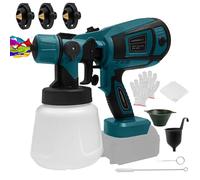Pulvérisateur de peinture sans fil, compatible avec batterie Makita 18 V, pistolet HVLP avec 3 buses en cuivre. Pistolet à peinture de 600 W pour la peinture de maison/intérieur et extérieur. Outils