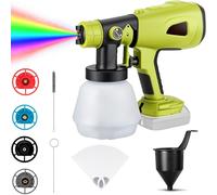 Pulvérisateur de peinture sans fil compatible avec batterie Ryobi 18 V, pulvérisateur de peinture électrique avec 4 buses et 3 modes de pulvérisation, récipient de 1000 ml pour peinture, meubles, murs