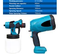 Pulvérisateur de peinture sans fil - Pulvérisateur de peinture - 3 modes de pulvérisation - 800ml - 42000rpm - batterie Makita 18V