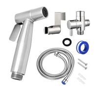 Pulvérisateur de Toilette Bidet Manuel en Acier Inoxydable Argenté | Installation Facile, Débit Réglable, Design Convivial, pour Maison et Hôpital, Tuyau Antidéflagrant et Support