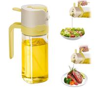 Pulvérisateur d'huile d'olive 2 en 1 pour la cuisine - Distributeur et pulvérisateur en verre de 530 ml - Vaporisateur et verseur pour la cuisine - Brumisateur d'huile de qualité alimentaire pour