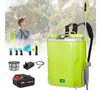 Pulverisateur Electrique 20L,5.5 Bars Pulverisateur Jardin,21V Batteries,5 Buses Pulverisateur a Pression,Force Pulverisation Reglable,Lance Télescopique pour Traitement Cultures,Plantes (1 Batterie)