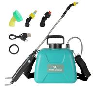 Pulvérisateur électrique 5L,Pistolet Pulvérisateur Télescopique Rechargeable avec 2 Buses,Pulverisateur Toiture,Batterie 2400 mAh pour Le Nettoyage par Pulvérisation des Plantes de Jardin (Vert + 5L)