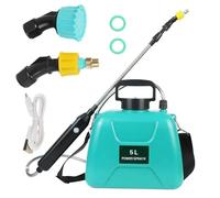 Pulvérisateur électrique 5L, Pulverisateur de Jardin 7.4V/2400mAh, Pulverisateur Lance Telescopique avec 2 Buses et Capuchon à Large Bouche, pour Désherbage Pulvérisation Nettoyage (Vert)