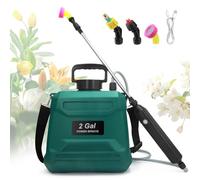 Pulvérisateur électrique 8L de Jardin, avec 3 Buses à Brume, Batterie 2000 mAh Rechargeable par USB, Lance Télescopique et Sangle Réglable,pour Toiture, Pelouse, Cour et Jardin. (Vert)