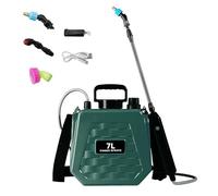 Pulvérisateur électrique de 5 litres alimenté par piles, poignée rechargeable par USB, bandoulière pour extérieur, 3 buses de brumisation, pulvérisateur d'eau portable avec baguette rétractable (7 l