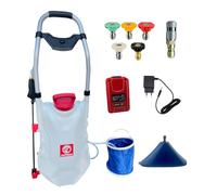 Pulverisateur Electrique Pro 18V avec Circuit de rinçage de Pompe sans Vider Le réservoir -1 Batterie + 5 Buses + Cloche - Jet jusqu'à 13m - réservoir 30L -JetWax Pro OUTIWAX