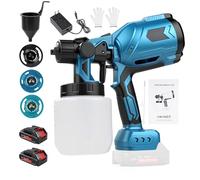 Pulvérisateur Kit de Peinture sans Fil 1000Ml, 500W Makita21V Pistolet Pulvérisateur Électrique HVLP Fonctionnant sur Batterie avec 2 Batteries+3 Buses, pour Murs, Plafonds, Clôtures de Jardin