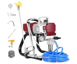 Pulvérisateur sans air haute pression 1800 W, 1,8 l/min vertical avec pression réglable, extension de 50 cm, tuyau de 10 m, manomètre pour peinture murale efficace
