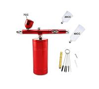 Pulvérisateurs de Peinture, Kits d'aérographe Double action avec Compressor Makeup Foundation Wireless Label privé Personnel multifonctionnel(Part D Red)