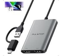 PULWTOP Adaptateur Displaylink, Adaptateur USB C vers HDMI avec Double Moniteur pour Mac M1/M2/M3/M4/M5, USB C vers Double HDMI pour MacBook, Laptops, iMac, Pilote requis