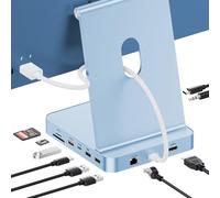 PULWTOP Amélioré iMac Hub pour iMac M1/M3/M4, Accessoires iMac avec boîtier SSD (SSD Non Inclus), hub USB C pour iMac 24 Pouces avec HDMI 4K@60Hz, 2,5 GbE, USB A/C 3.2 10 Gbit/s, SD/TF, Audio - Bleu