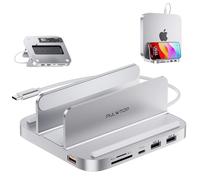 PULWTOP mac Hub Verticale 8 en 1 avec Boîtier M.2 SSD NVMe, Dock USB A/C 10 Gbit/s, Accessoires pour Mac Mini M2/M1