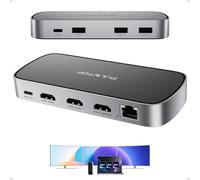 PULWTOP Station d'accueil 9 en 1,USB C Triple écran, Station d'accueil avec 3 HDMI @4K30Hz,Gigabit Ethernet,USB C/A 10Gbit/s,2*USB 2.0,100W PD pour M1/M2/M3/M4/M5 MacBook/Dell/HP/iPhone 15,etc.