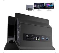 PULWTOP Station d'accueil USB C 11 en 1 Double Moniteur, Stations d'accueil pour Ordinateur Portable avec 2xHDMI 4K 60Hz, 3xUSB A/C 10Gbps, RJ45 for Full-Featured Type-C Laptops (Noir)