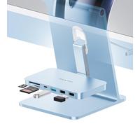 PULWTOP USB C Hub pour iMac M1/M3/M4 24" 2021/2023/2024 et Studio Display 27", Accessoire avec USB A/C 10Gbit/s, SD/TF, Bleu (Sans Boîtier SSD)