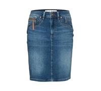 PULZ JEANS Jupe PZKAROLINA en coton mélangé - Poches latérales - Fermeture éclair - Moulante, Bleu moyen denim (200005), 48